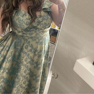 Azazie Floral Green Dress
